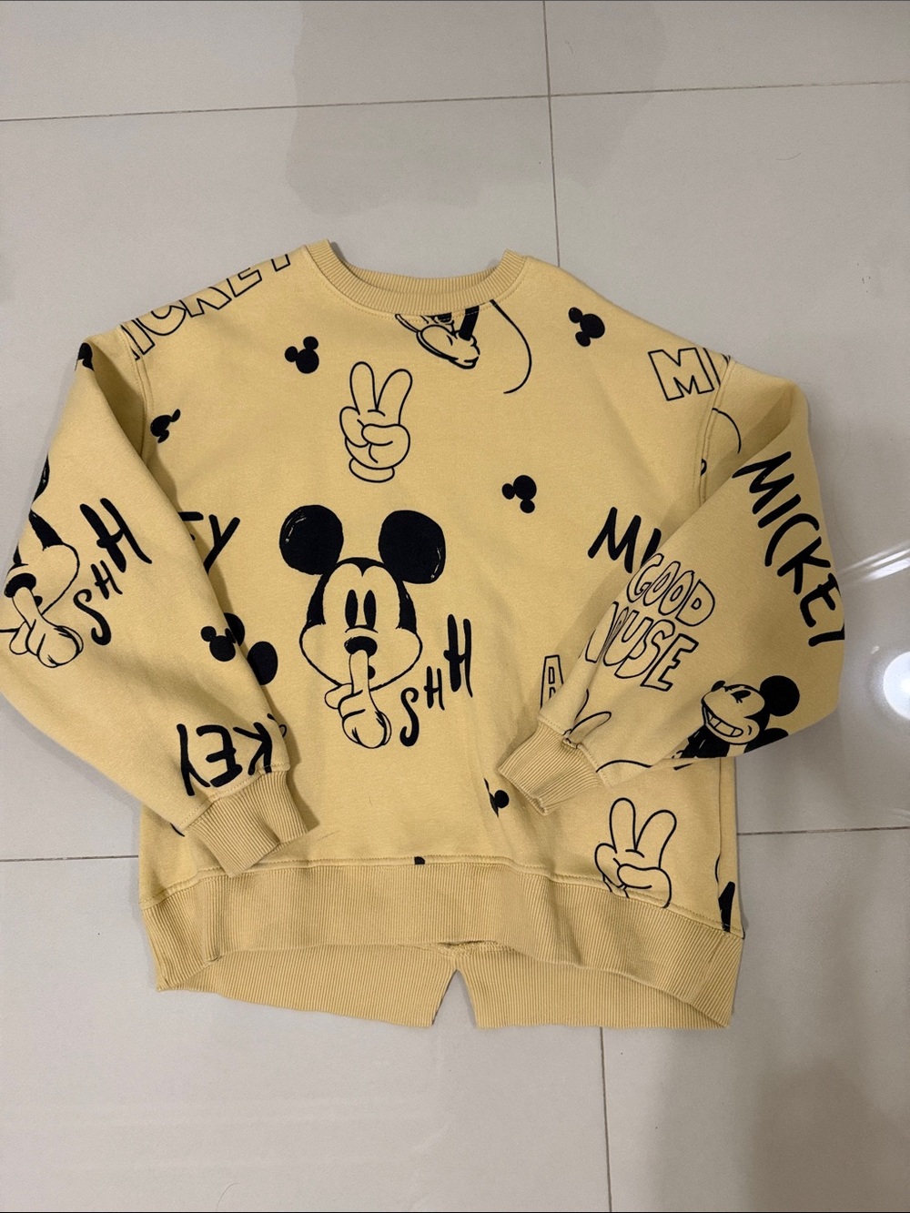 Zara Yellow Mickey Graphic Sweatshirt